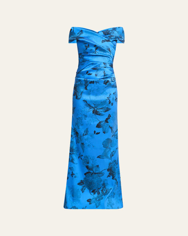 Off-Shoulder Gazar Column Gown
